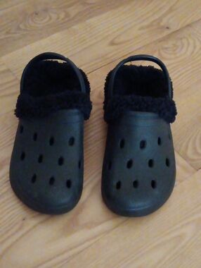 Black Fleece-Lined Clog Shoes